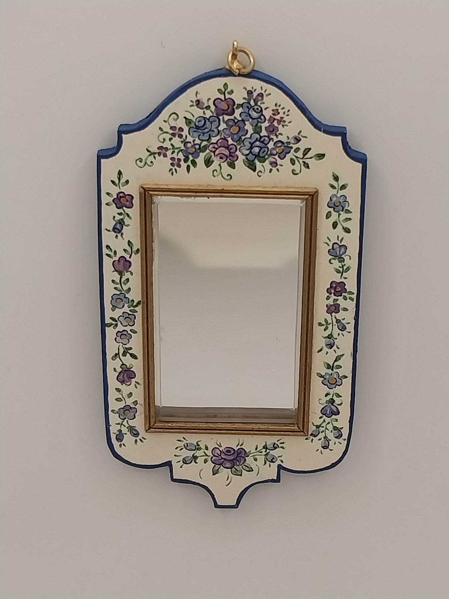 Wall Mirror, Blue & Purple Florals, Handpainted