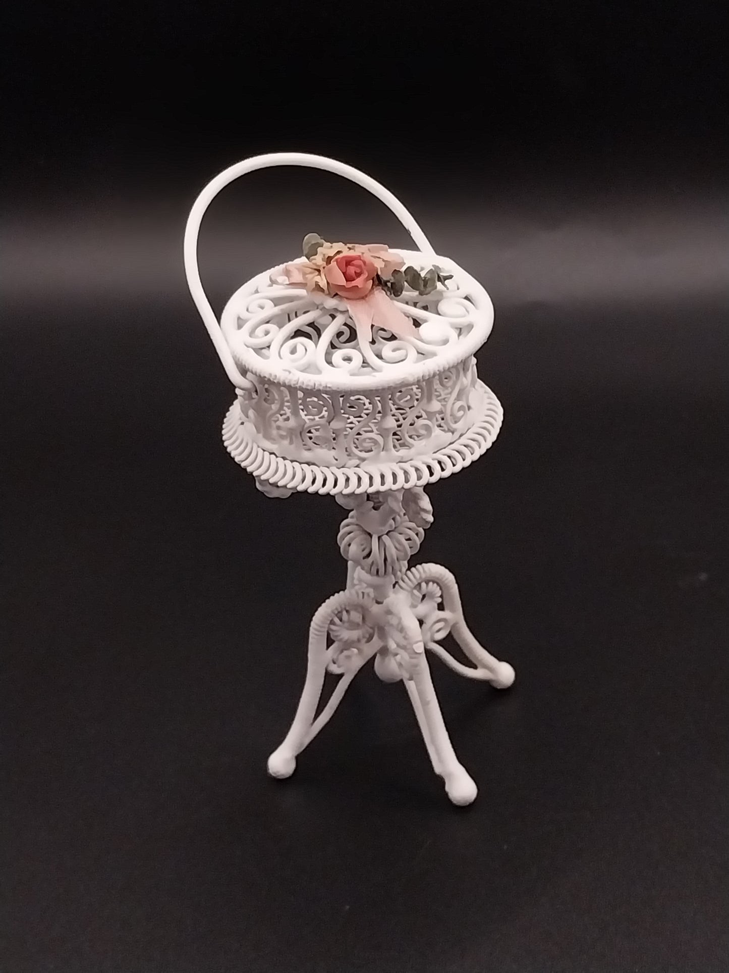 Wire Wicker Sewing Basket, White