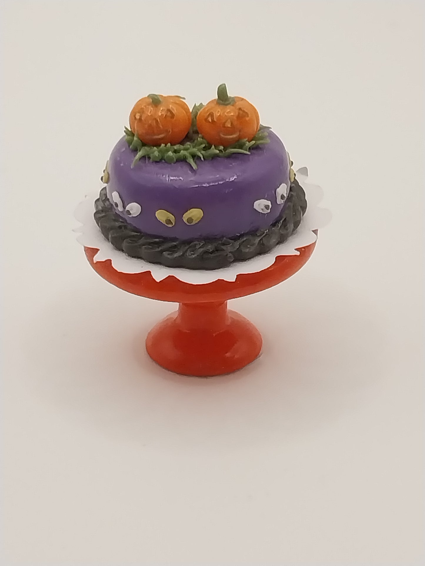 Halloween Cake On Cake Plate, Pumpkin Eyes