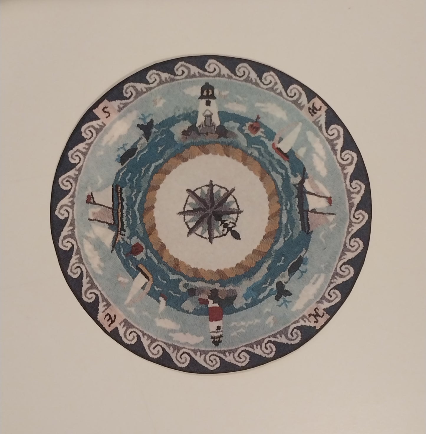 CRH862, Rug, Round, Sailboat & Lighthouse
