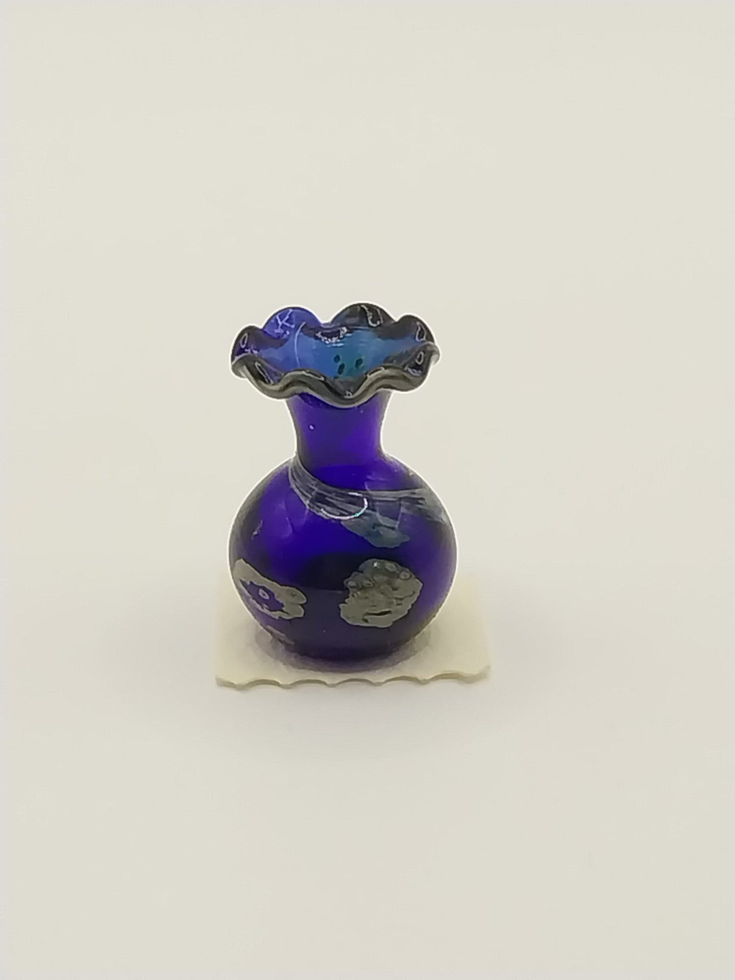 CRH893, Vase, Hand Blown, Blue & Yellow