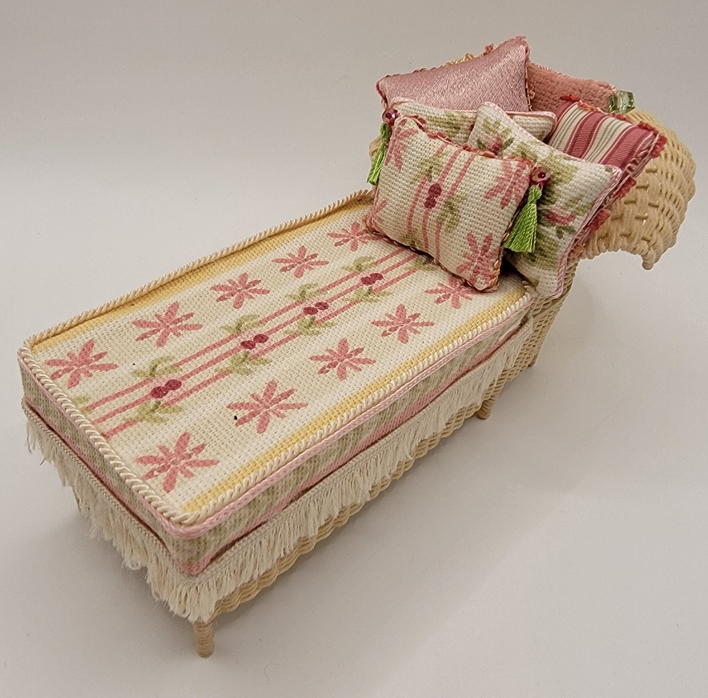 Handmade Wicker Chaise Upholtered with pillows