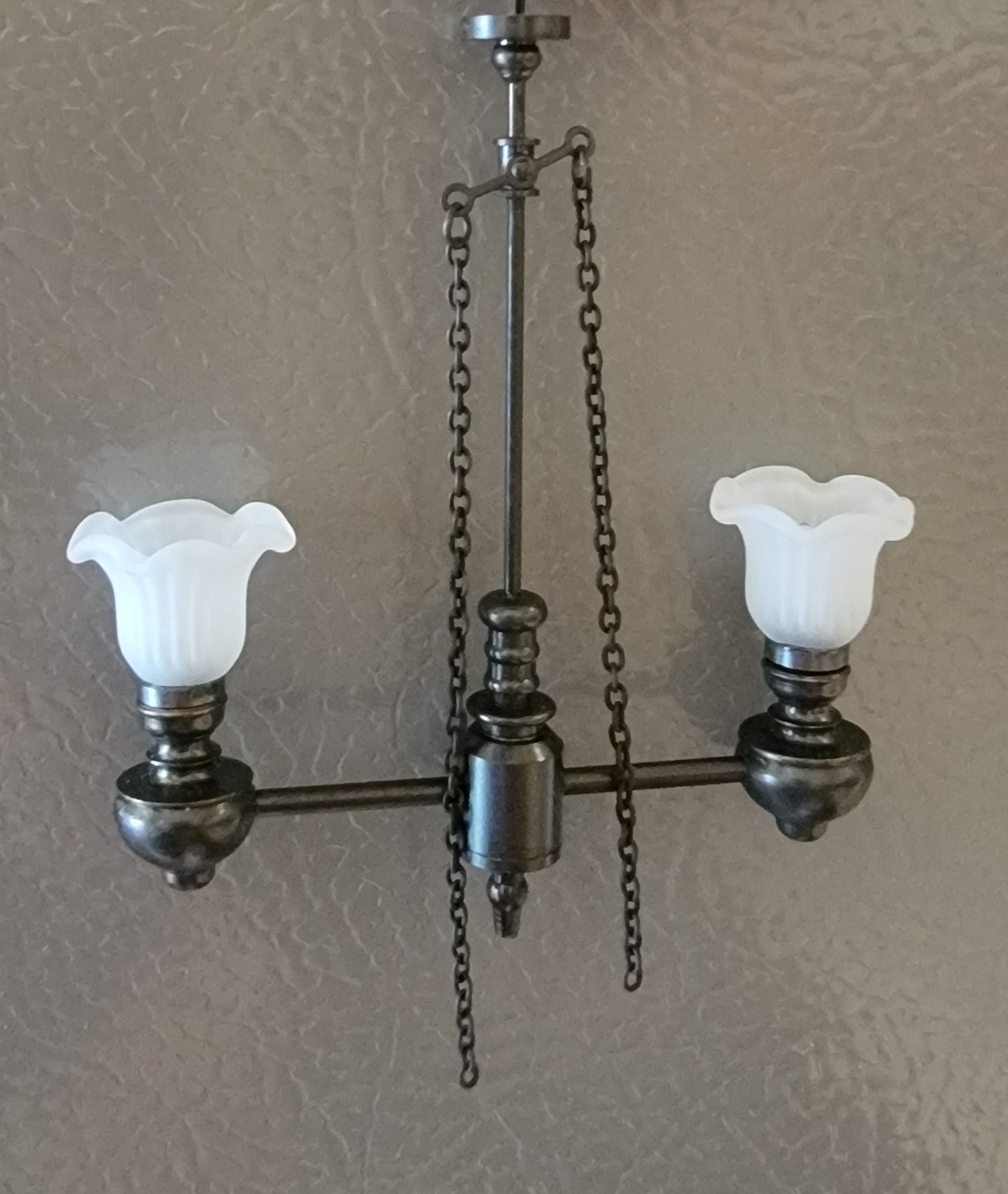 CBB1216, 2 Arm Up Gas Pendant Light With Frosted Bell Shades