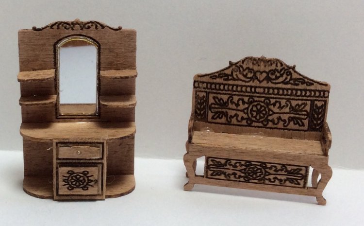 1/4" Victorian Style Hall Furniture Kit Set