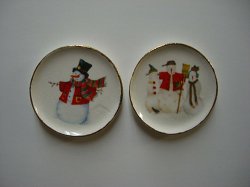 Snowman Plate, Red Jacket, 2pc