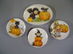 Pumpkin Halloween Dishes, 4pc