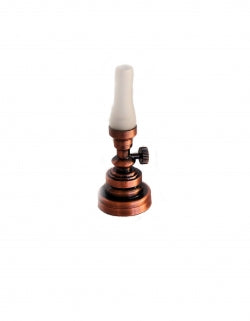 Copper Hurricane Lamp with Frosted Shade, LED