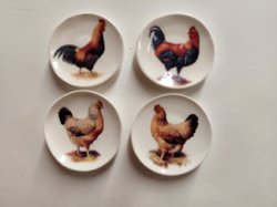Rooster Plates, 4pc