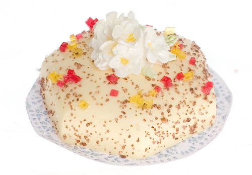 Cake, Round With Sprinkles & White Flowers