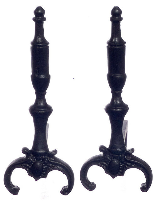 Period Andirons Pair, Black