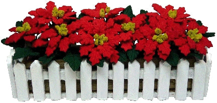CEA078, Red Poinsettias in White Picket Fence Window Box