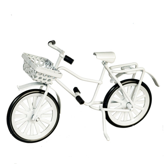 1/2" Scale Bicycle with Basket, White
