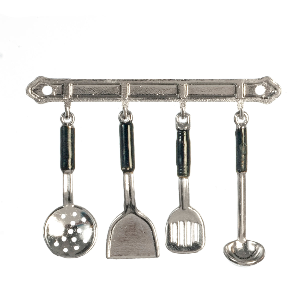 Utensils On Rack, Silver, 5pc