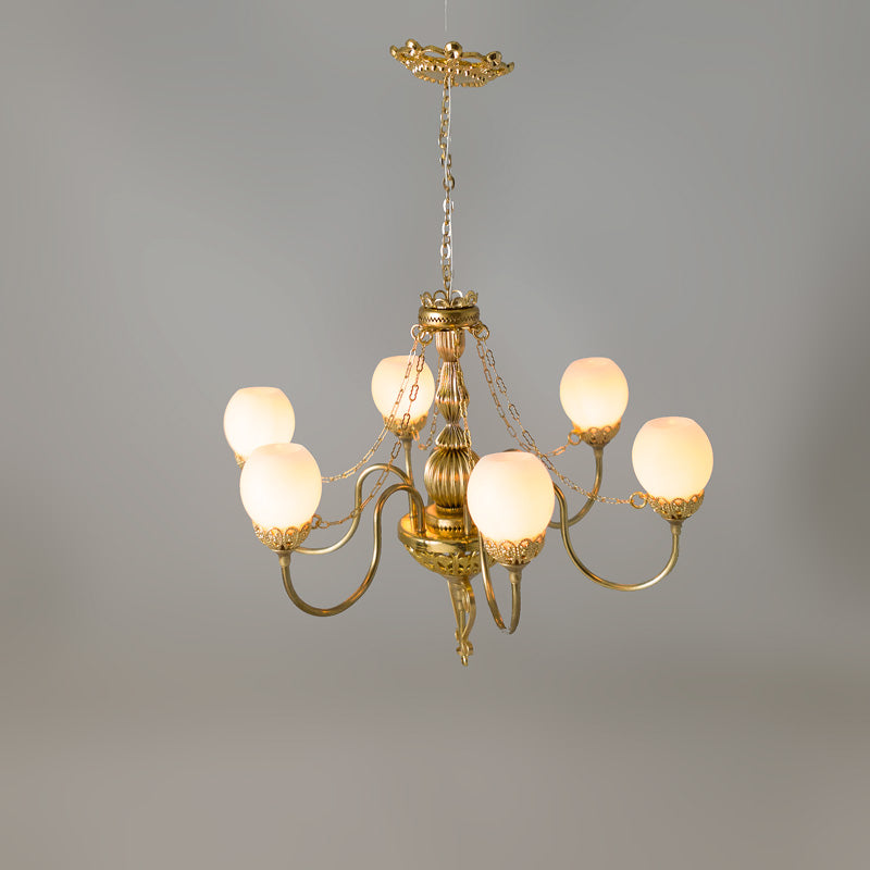 Elegant 6 Arm Brass Chandelier