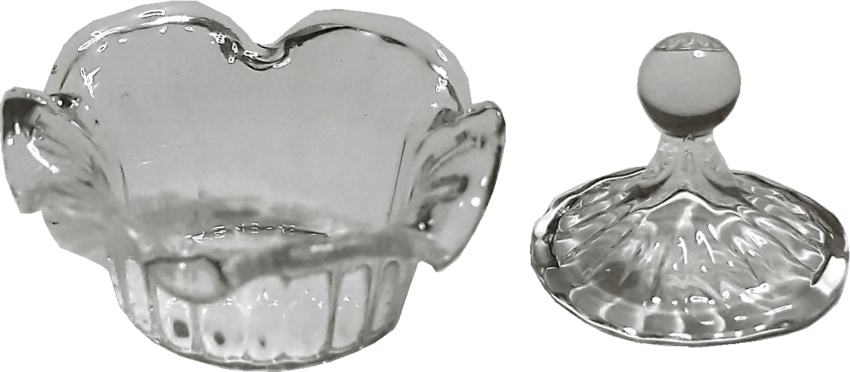 Glass Dish with Lid, Ribbed