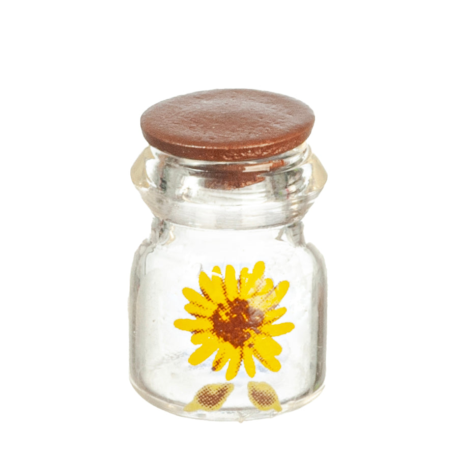 Glass Jar With Sunflower Decal