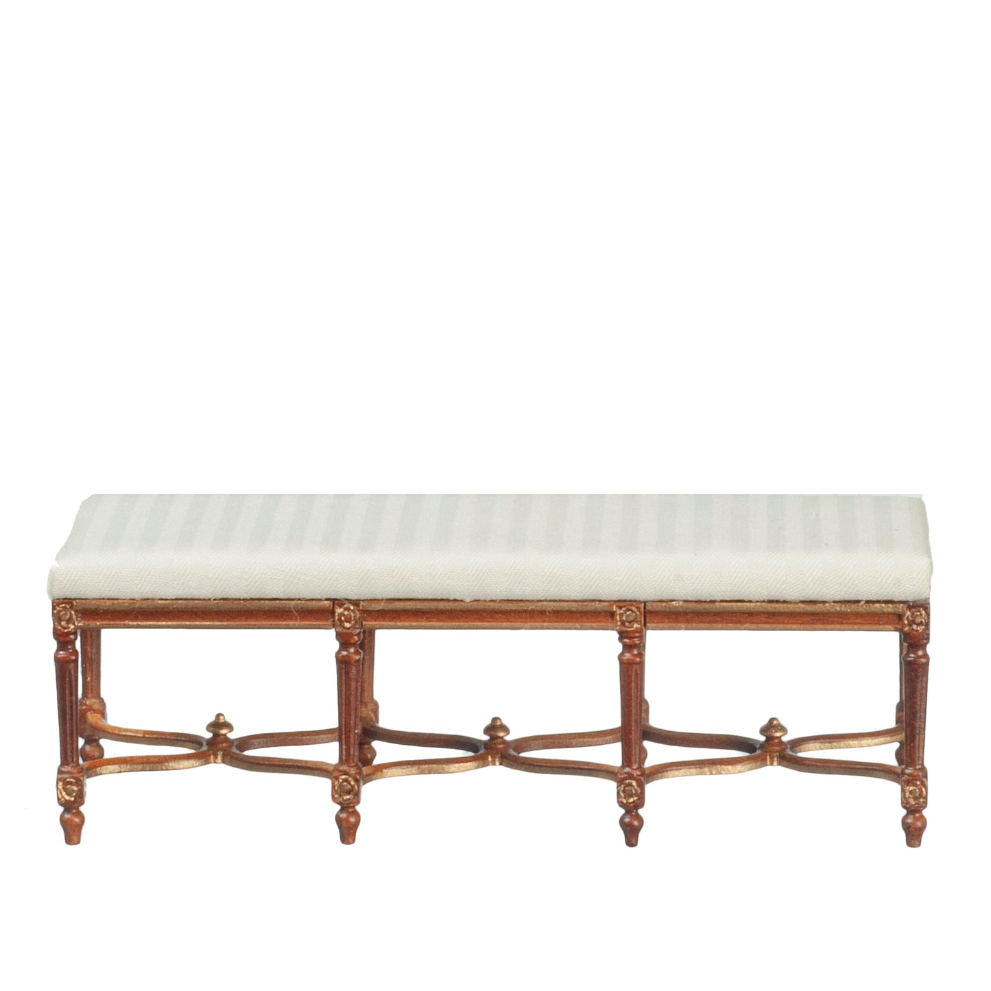 Long Bench with Serpentine Stretchers, Walnut