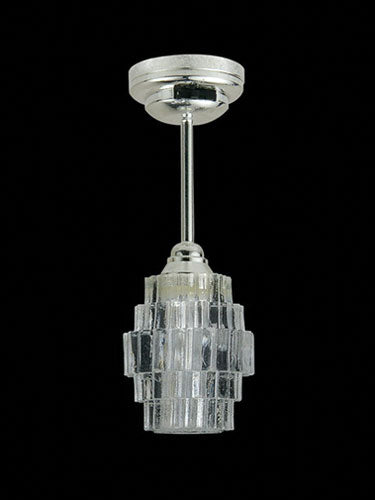 Modern Deco Art Ceiling Light with Wand, Silver, LED Battery