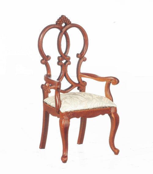 Queen Anne Croix Armchair, Cream, Walnut