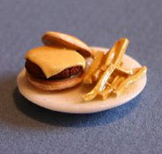 Cheeseburger & Fries on Plate