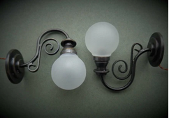 Bronze Sconce With Frosted Globe, Pair