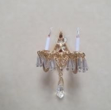 CEA345, Sconce, 2 Arm Diamond Shape Back, Red Crystal