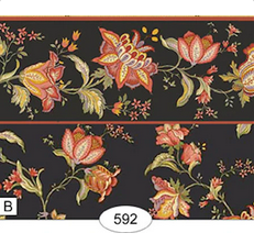 CRH1051, Cottage Jacobean Black Floral Wallpaper, Pattern B