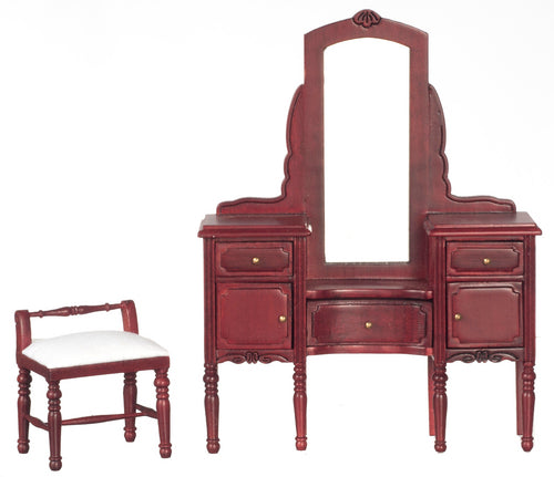 Vanity With Stool, Mahogany