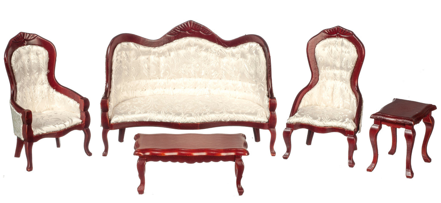 Victorian Living Room Set, Mahogany, 5pc