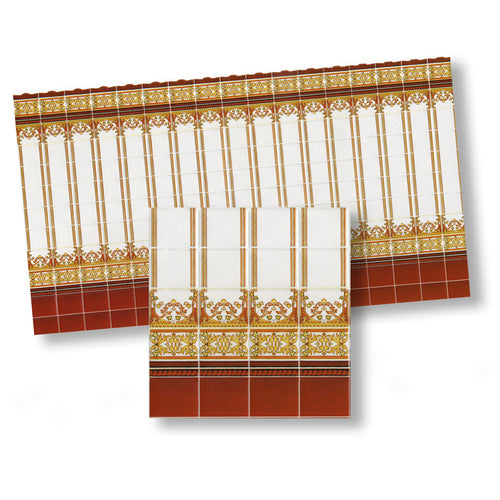 CRH1028, Mediterranean Wall Tile, Red, Gold Arch