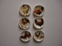 Chicken Rooster & Chicken Plate, 6pcs
