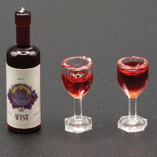 Wine Bottle & 2 Glasses Of Wine