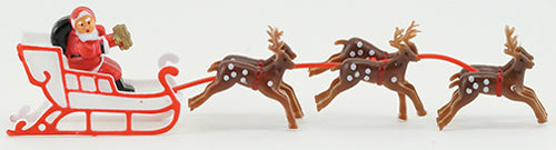 Santa Sleigh With Reindeer, 10"