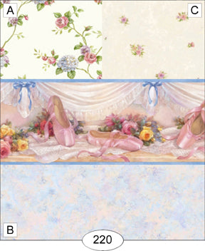 Ballet Slippers Wallpaper, Blue, Pattern C
