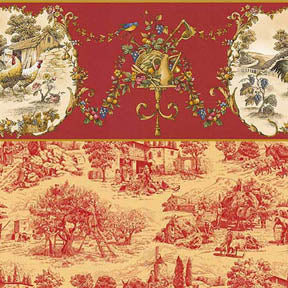 Chicken Red Toile Wallpaper, A
