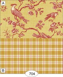 Bird Toile Gold With Red Wallpaper, A