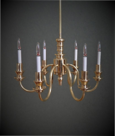 6-Arm Chandelier, Brass