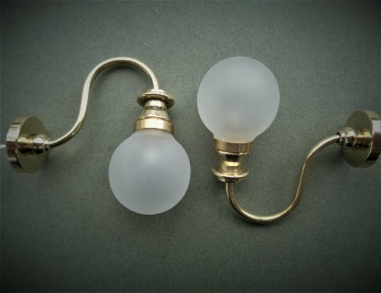 Brass Sconce with Frosted Ball Shades, Pair