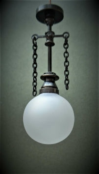 Pendant Gas Light, Frosted Round Globe