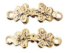 Brass Double Flower Drawer Pull, 4pc
