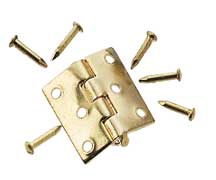 Brass Butt Hinges with Nails, 4pc