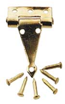 Brass T Hinge with Nails, 4pc