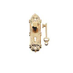 Brass Opryland Doorknob with Plate and Key, 2pc