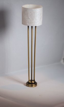 Contemporary Floor Lamp, Antique Brass, Drum Shade, LED