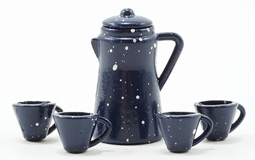 Blue Enamelware Coffee Set, 6Pc