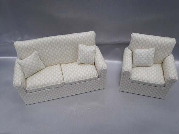 Living Room Set, 2pc, Cream Oval