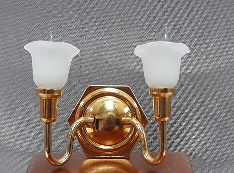 2 Arm Upright Sconce, Tulip Shade