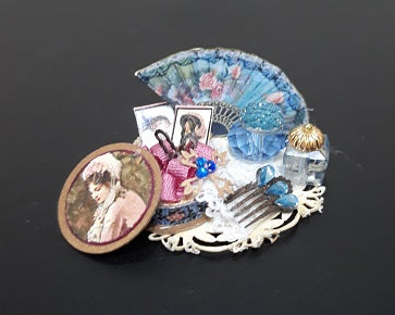 Large Tray filled with Vintage Jewelry, Perfume, & more