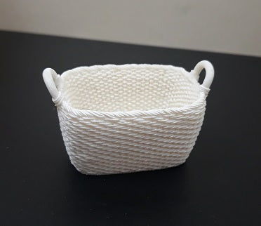 Oblong Resin Basket, White, Large