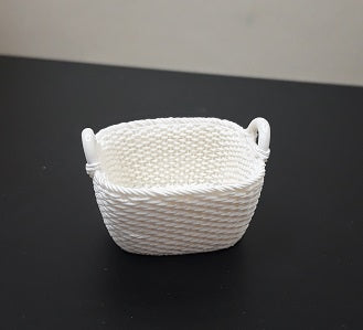 Oblong Resin Basket, White, Small